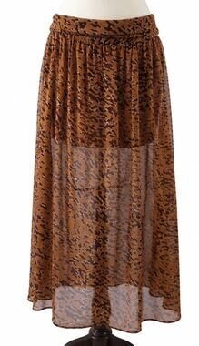 Walter Baker Gabriella Leopard Animal Print Sheer Maxi Skirt Brown Womens S